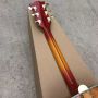Custom 43 Inch Cherryburst Solid Spruce Top Abalone Inlays Maple and Koa Back Side Acoustic Guitar 