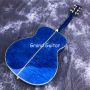Custom Martin Style 40 Inch Blue Color Solid Spruce Top OM Type Acoustic Guitar Flamed Maple Body Abalone Ebony