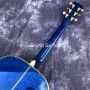 Custom Martin Style 40 Inch Blue Color Solid Spruce Top OM Type Acoustic Guitar Flamed Maple Body Abalone Ebony