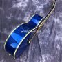 Custom Martin Style 40 Inch Blue Color Solid Spruce Top OM Type Acoustic Guitar Flamed Maple Body Abalone Ebony