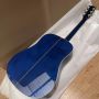 Custom GIBSON Style Viper Blue Dove Acoustic Guitar 41 Inch Dreadnought D Body with Abalone Inlay Binding