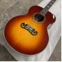 Custom Cherry burst Solid Spruce 43 Inch SJ200 Jumbo Acoustic Guitar Abalone Maple and Koa Back Side Gibson Style