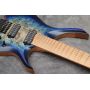 2025 New Fanned Frets 7 Strings Headless Electric Guitar Blue Burst Color Roasted Maple Neck 
