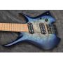 2025 New Fanned Frets 7 Strings Headless Electric Guitar Blue Burst Color Roasted Maple Neck 