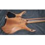 Custom Fanned Frets 7 Strings Headless Electric Guitar White Color Satin Finishing Eye Poplar with 5-ply Roasted Maple Neck