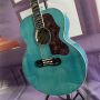 Custom 43 Inch Gibson Style Flamed Maple Back Side Solid Spruce Top SJ200 Acoustic Guitar Blue Color 