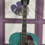 Custom 43 Inch Gibson Style Flamed Maple Back Side Solid Spruce Top SJ200 Acoustic Guitar Blue Color 