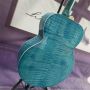 Custom 43 Inch Gibson Style Flamed Maple Back Side Solid Spruce Top SJ200 Acoustic Guitar Blue Color 
