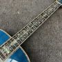 IN STOCK, Custom OM Series Ripple Blue Color Solid Spruce Top Solid Maple Sides and Back Ebony Fingerboard Acoustic Guitar