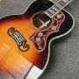 Custom Sunburst Color Sj200 All Solid Wood Jumbo Crown Monarch Type Acoustic Guitar