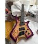 Custom 7 Strings Headless Electric Guitar with Fanned-fret Fingerboard, Ash Body with Burl Top Veneer, Active Pickups, Accept Guitar OEM